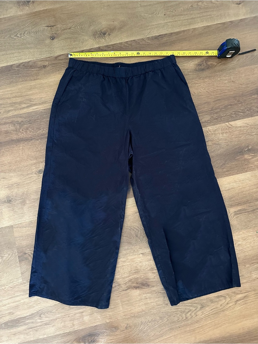 Eileen Fischer Navy Blue Organic Cotton Relaxed Wide-Leg Elastic Waist Pants XL - Picture 10 of 14